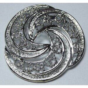Gerrys Brooch Vintage Silver-Tone Round Swirl 1-5/8" Pin Costume Fashion Jewelry